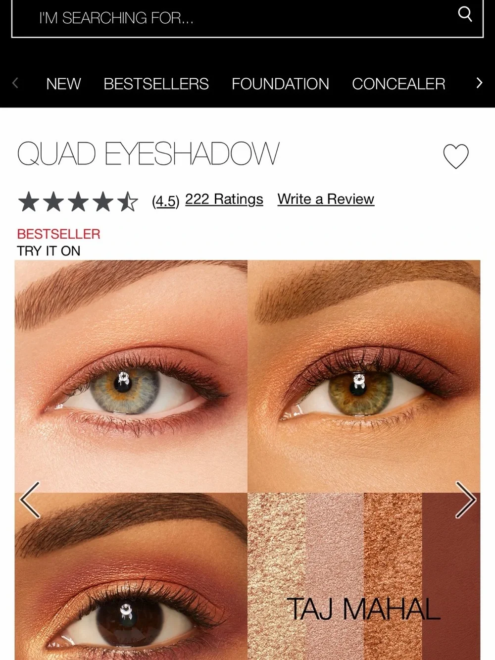 NARS “Taj Mahal” Quad Eyeshadow Palette - Bronzy neutrals - Best Seller!